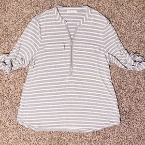 Calvin Klein | Gray & White Striped Tee